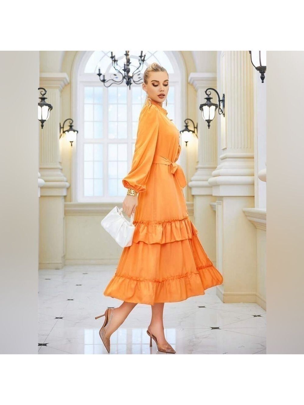 Women's Layered Ruffle Maxi Dress - Picture 5 of 13
